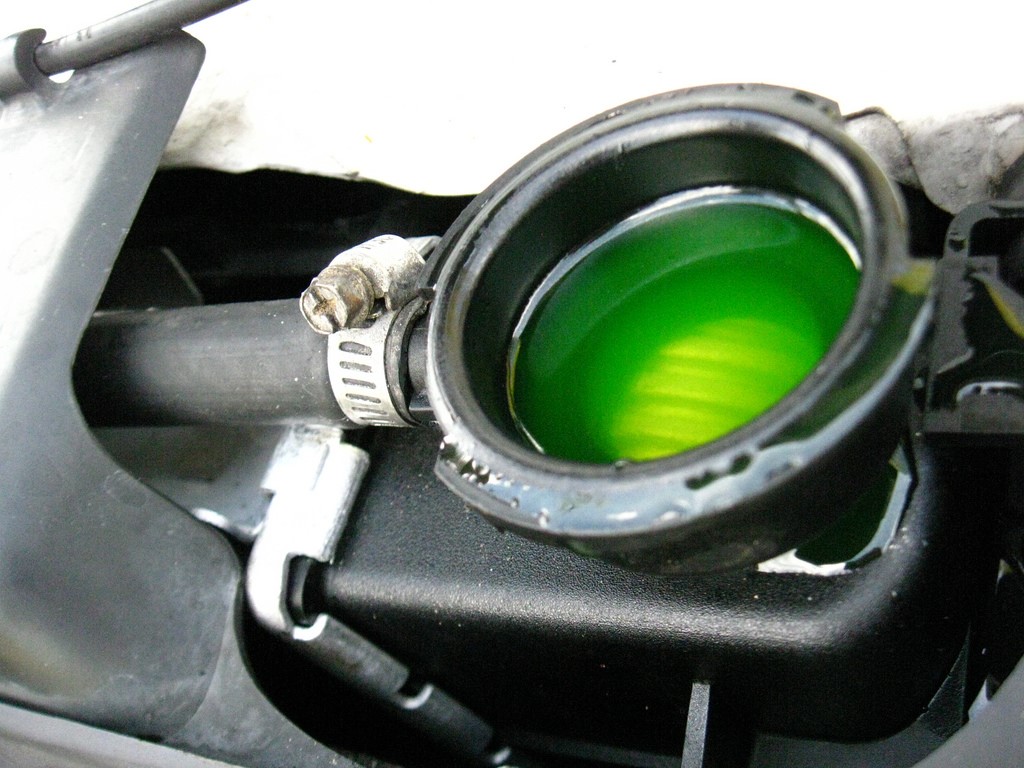Green antifreeze in a car radiator